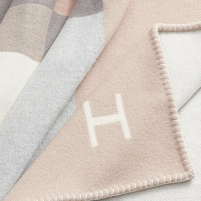 Hermes H Casaque Blanket Ecru x Carbone